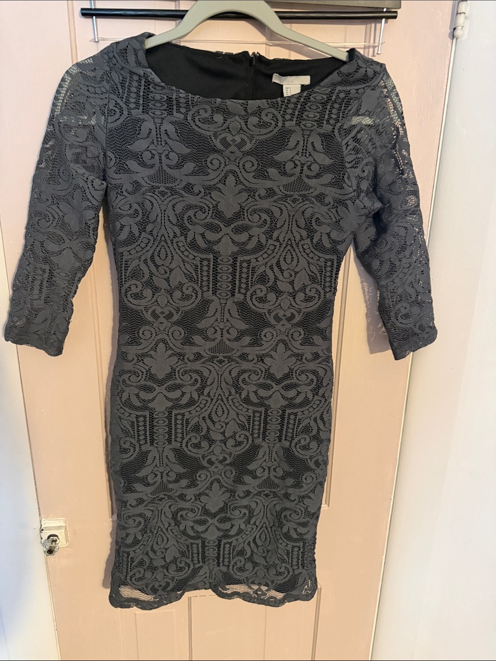 H&M Dark Gray Lace Midi Dress